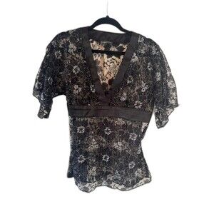 Y2K Rampage Black Lace Tie-Back Top – Medium